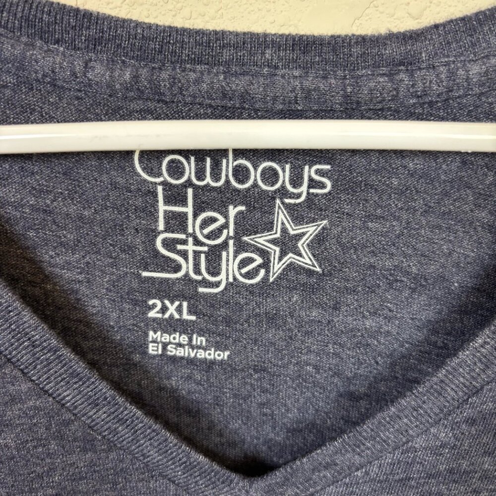 Dallas Cowboys Her Style NFL Football t-shirt V-Neck Adult Women's size 2XL - Picture 3 of 4